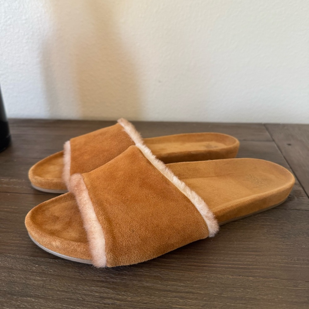 Beek Gallito Shearling Sandals Carmel Color Suede Slide Women’s Size 9 - Picture 3 of 14